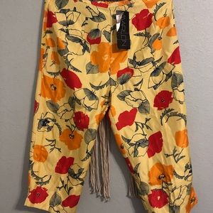 Vintage poppy satin trousers